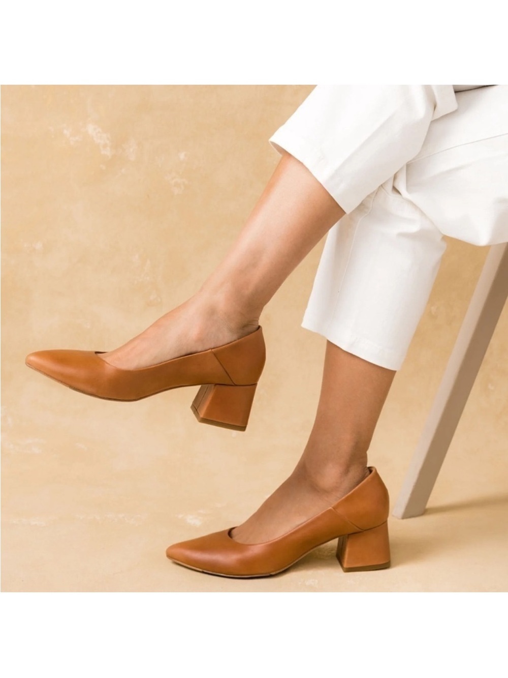 Nisolo Fiorela Go To Leather Mid Heel Caramel Size 9.5
